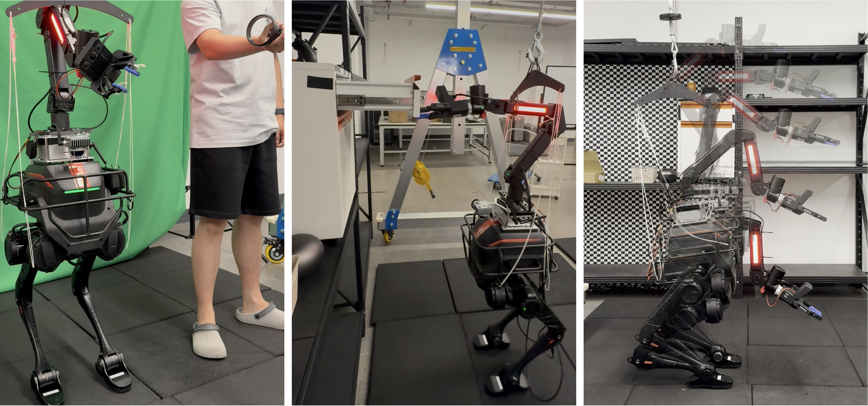 VR teleoperation, scripted trajectories, and learned policy interfaces